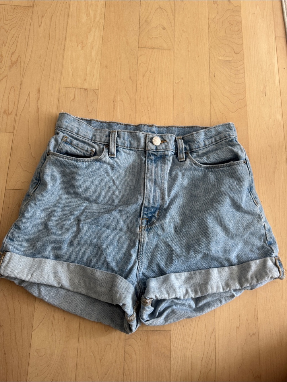 BDG Light Blue Rolled Hem Denim Shorts